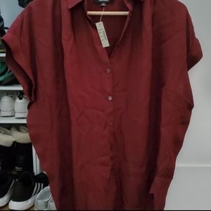 3 Madewell Central Drapey Shirt - Maroon/burgundy